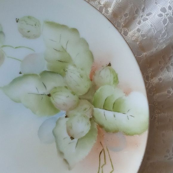 Antique J & C Bavaria German Porcelain Green Grapes Hand Painted Signed … - Picture 3 of 5